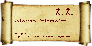 Kolonits Krisztofer névjegykártya
