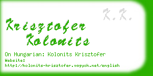 krisztofer kolonits business card
